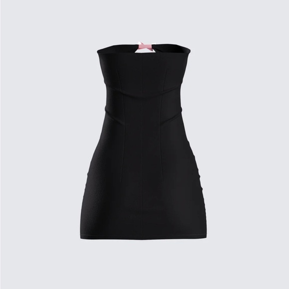 Brand new Finesse Bodhi Black Satin Bow Mini Dress - Picture 2 of 5